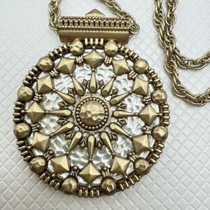 Heidi‎ Klum Gold and Silver Tone Sun Mandala Pendant on Chain Necklace